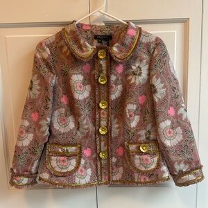 Etcetera pink and green jacquard jacket - size 6